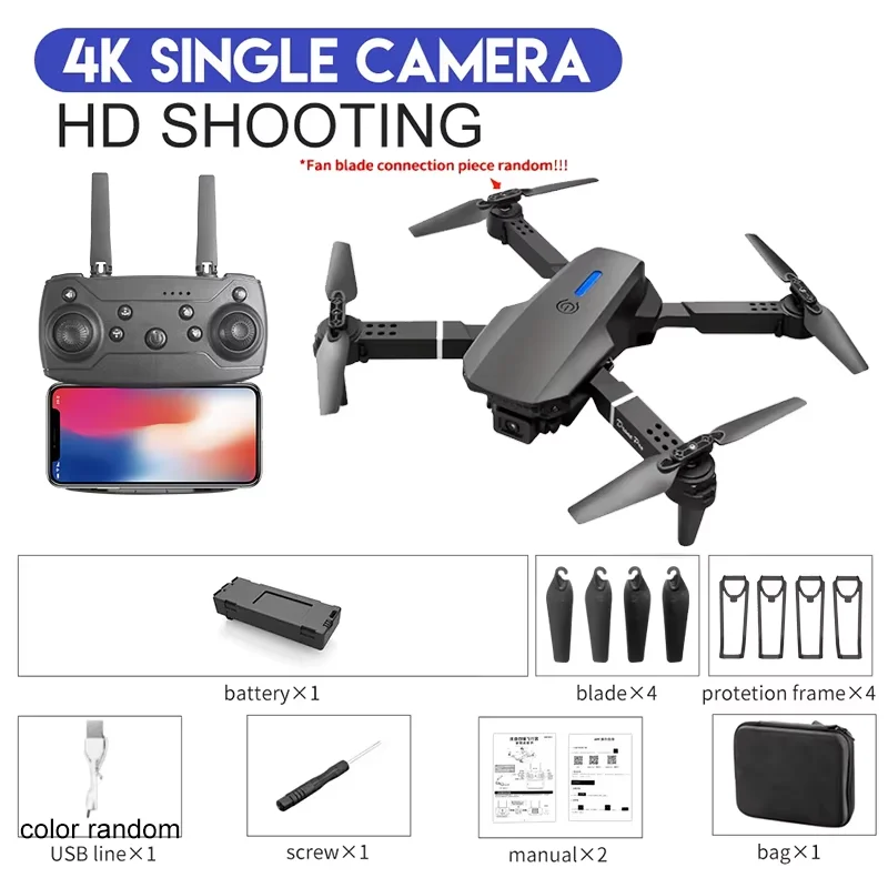 Drone Rc Explorer - 4K E88Pro drone, 1080P çift HD