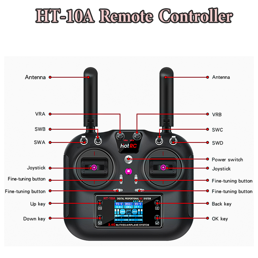 Hotrc HT-10A 2.4G 10CH Verici  - Drone Helicopter Rc incelemesi ve fiyatı
