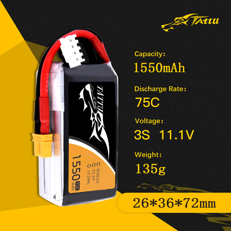TATTU 3S 11.1V 1550mAh RC LiPo - Drone Rc Race incelemesi ve fiyatı